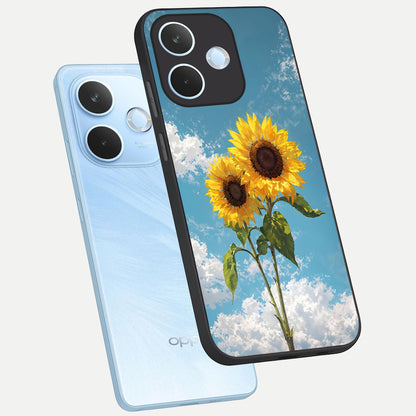  Sunlit Daisy Glow phone case For Oppo Reno 15 Pro mini showing premium glass back cover with detailed artwork