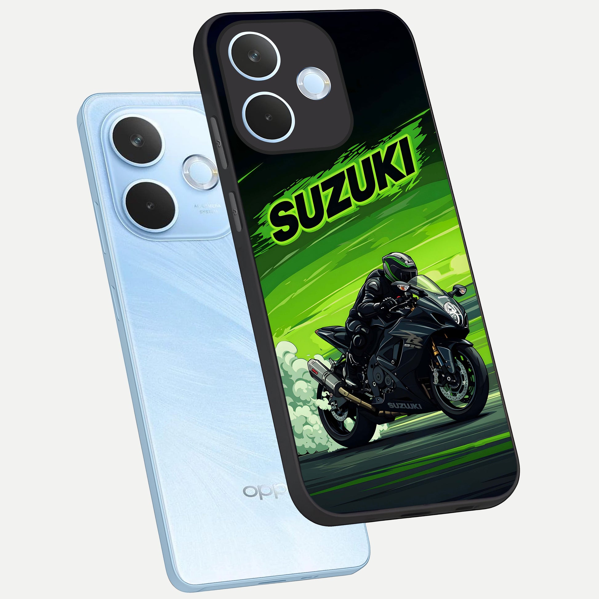  Suzuki Speed Beast phone case For Oppo Reno 15 Pro mini showing premium glass back cover with detailed artwork