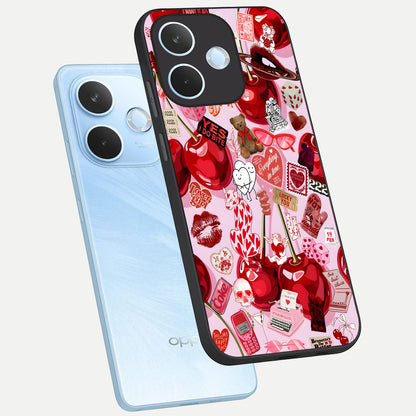  Sweet Cherry Chaos phone case For Oppo Reno 15 Pro mini showing premium glass back cover with detailed artwork