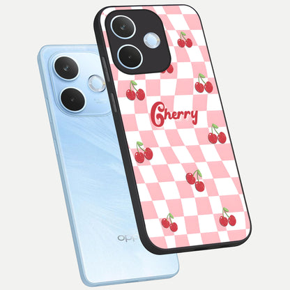  Sweet Cherry Vibes phone case For Oppo Reno 15 Pro mini showing premium glass back cover with detailed artwork