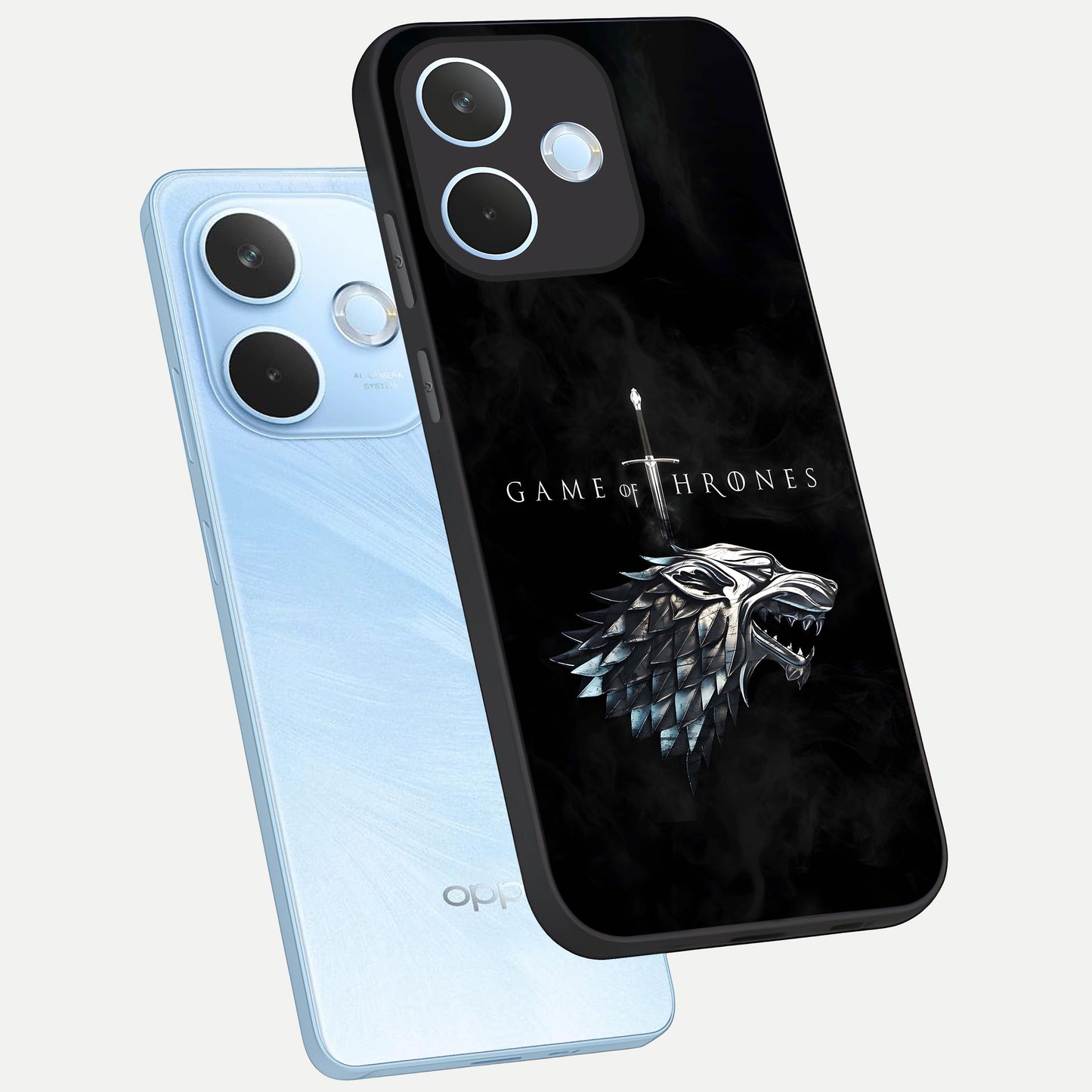  Throne Wolf Legacy phone case For Oppo Reno 15 Pro mini showing premium glass back cover with detailed artwork