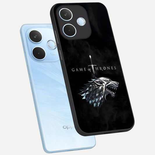  Throne Wolf Legacy phone case For Oppo Reno 15 Pro mini showing premium glass back cover with detailed artwork