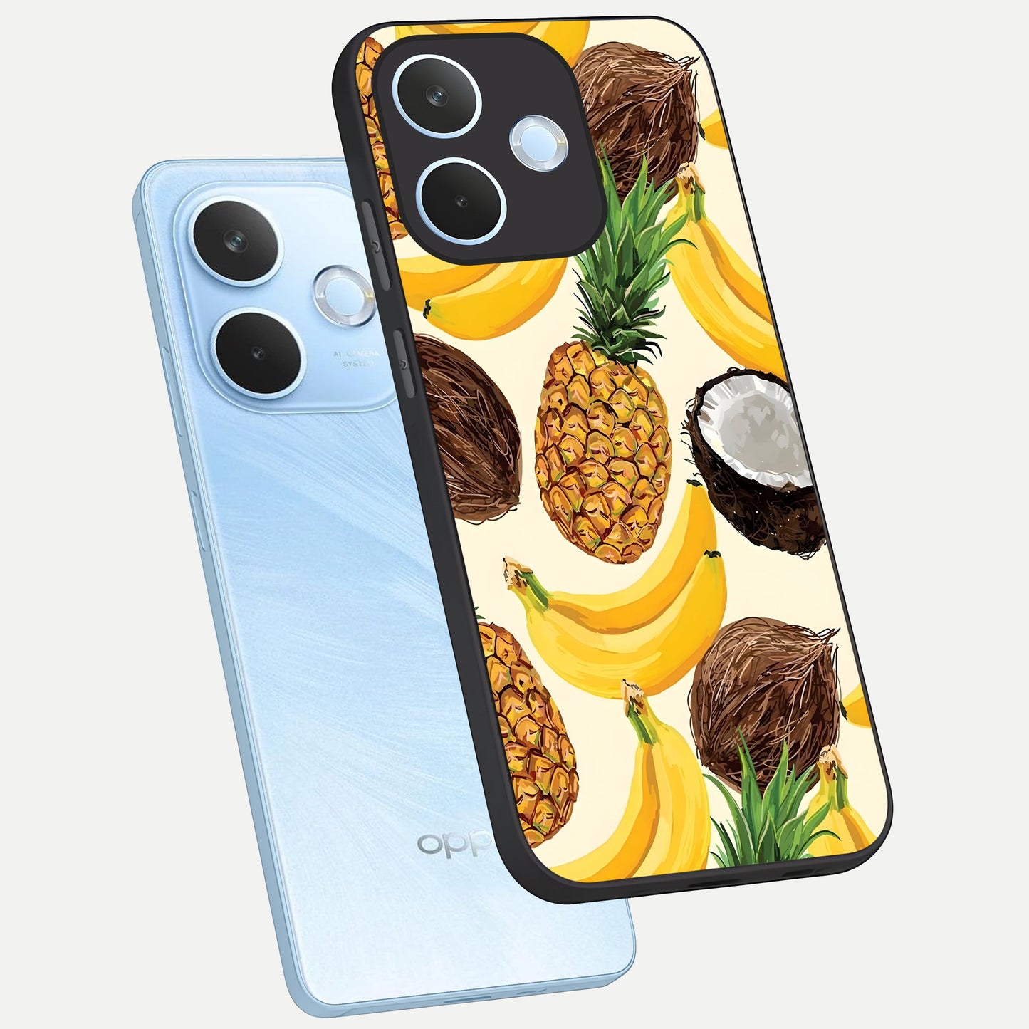  Tropical Fruit Mood phone case For Oppo Reno 15 Pro mini showing premium glass back cover with detailed artwork