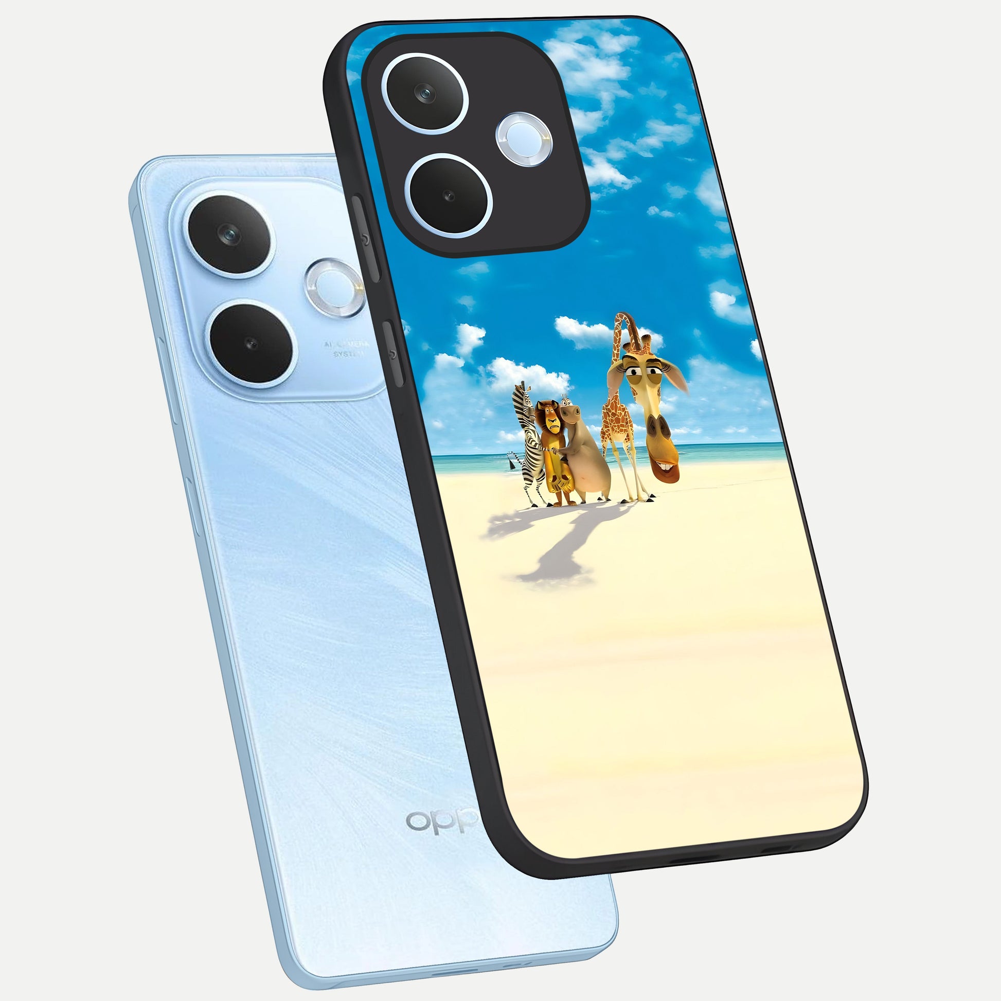  Tropical Fun Squad phone case For Oppo Reno 15 Pro mini showing premium glass back cover with detailed artwork