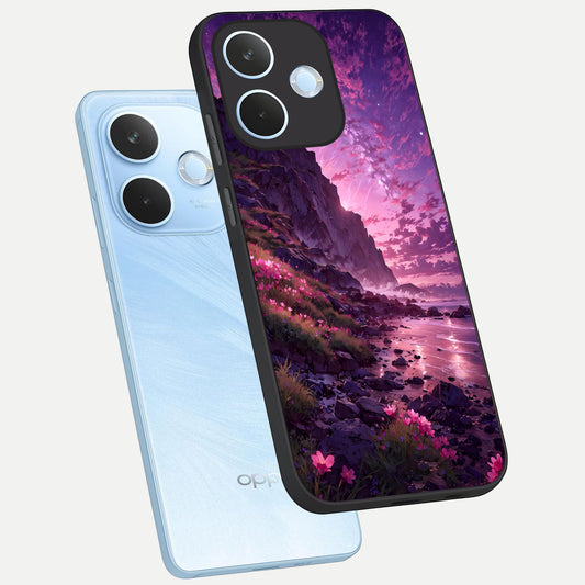  Twilight Blossom Coast phone case For Oppo Reno 15 Pro mini showing premium glass back cover with detailed artwork