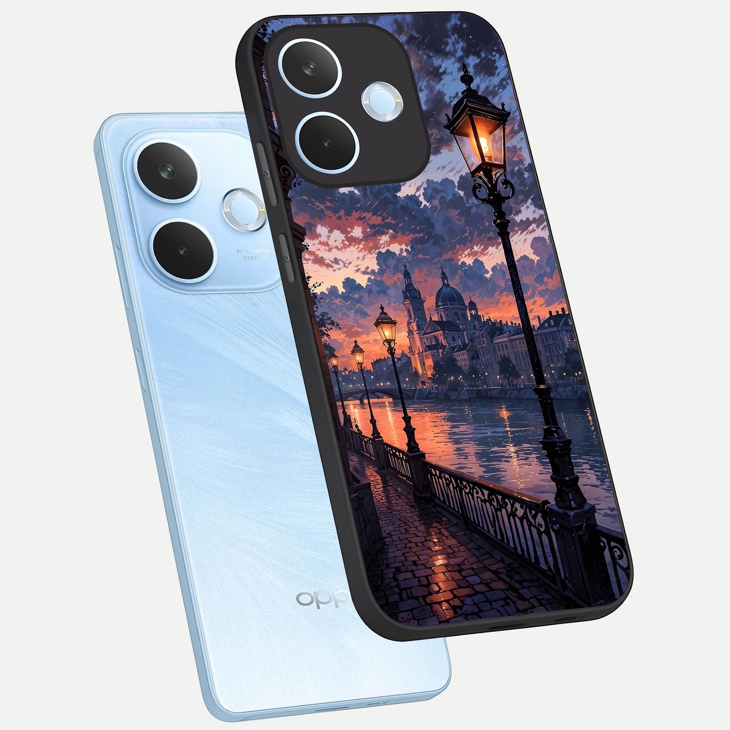  Twilight River Lights phone case For Oppo Reno 15 Pro mini showing premium glass back cover with detailed artwork