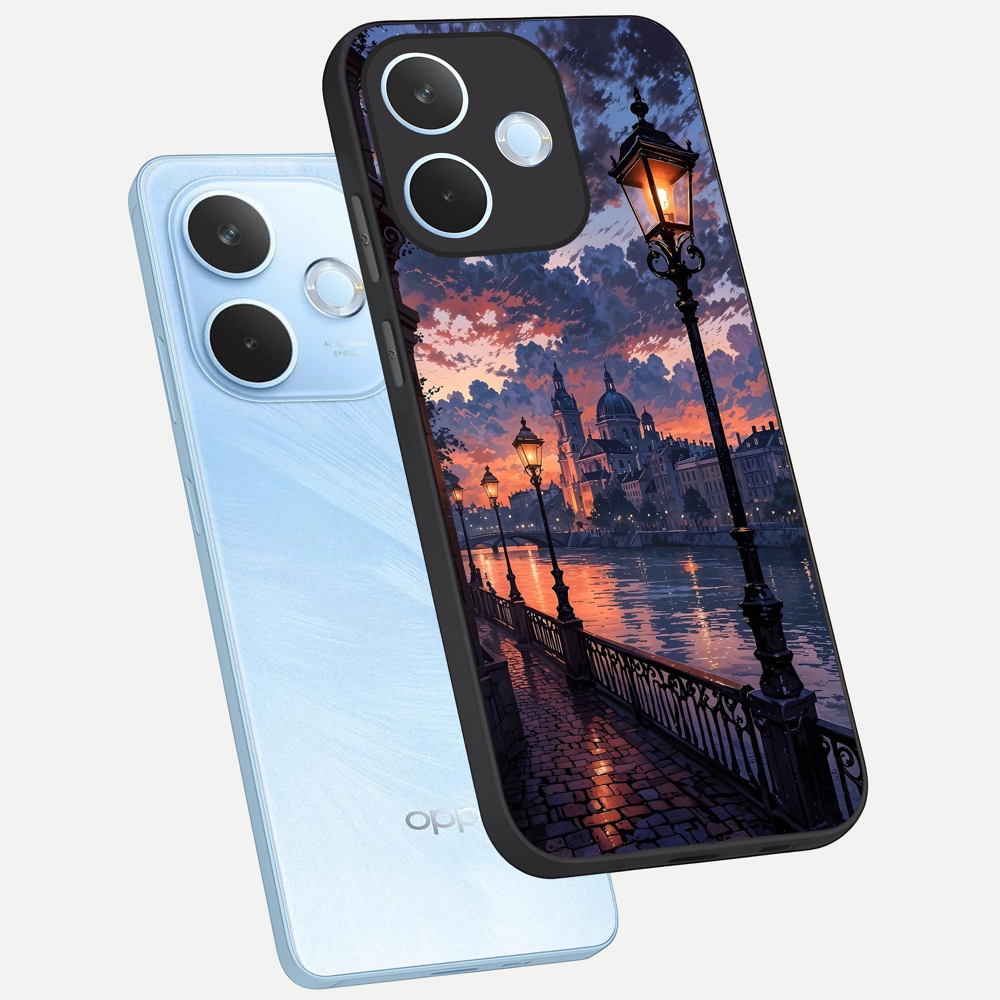  Twilight River Lights phone case For Oppo Reno 15 Pro mini showing premium glass back cover with detailed artwork