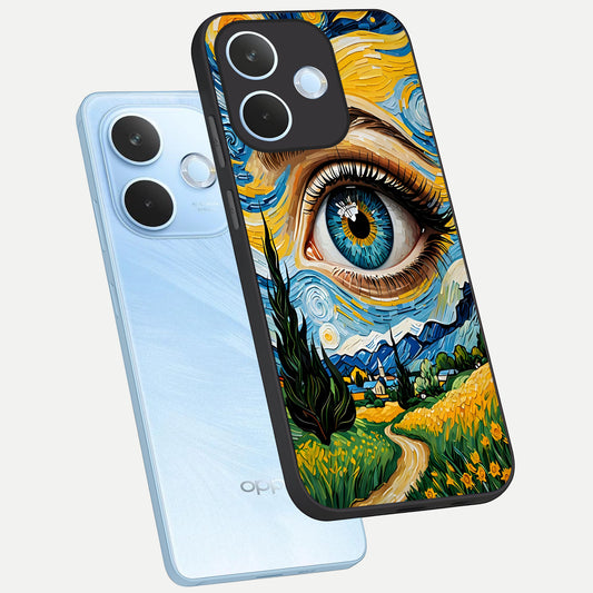  Van Gogh Eye phone case For Oppo Reno 15 Pro mini showing premium glass back cover with detailed artwork