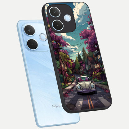  Vintage Street Drive phone case For Oppo Reno 15 Pro mini showing premium glass back cover with detailed artwork