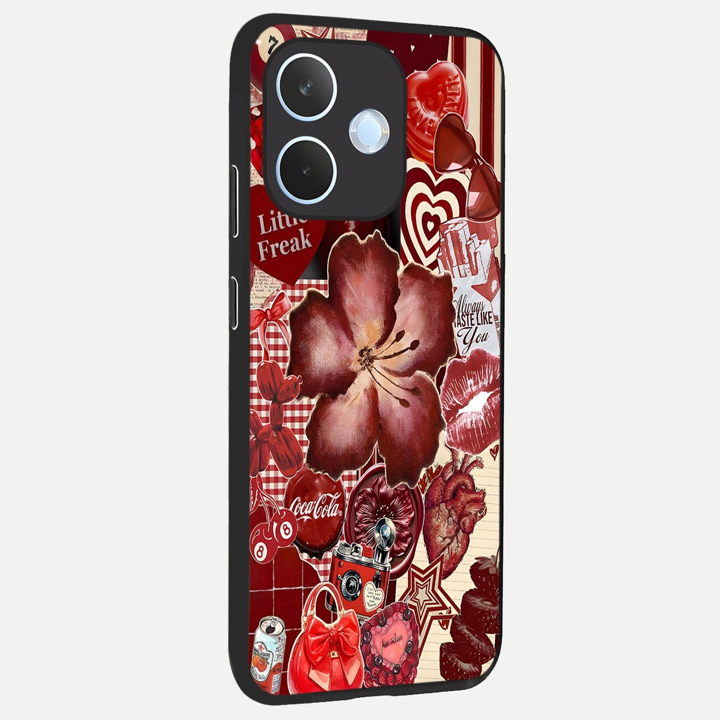  Aesthetic Little Freak back cover For Oppo Reno 15 Pro mini slim fit glass case with vibrant aesthetic design