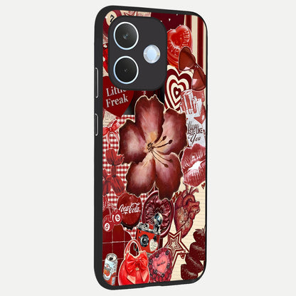  Aesthetic Little Freak back cover For Oppo Reno 15 Pro mini slim fit glass case with vibrant aesthetic design