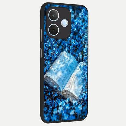  Blue Bloom Tales back cover For Oppo Reno 15 Pro mini slim fit glass case with vibrant aesthetic design