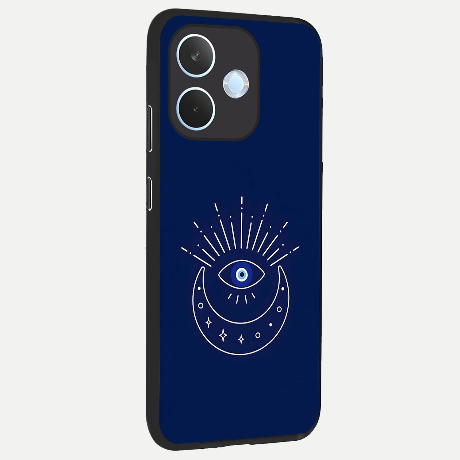  Blue Evil Eye back cover For Oppo Reno 15 Pro mini slim fit glass case with vibrant aesthetic design