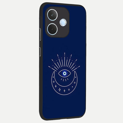  Blue Evil Eye back cover For Oppo Reno 15 Pro mini slim fit glass case with vibrant aesthetic design