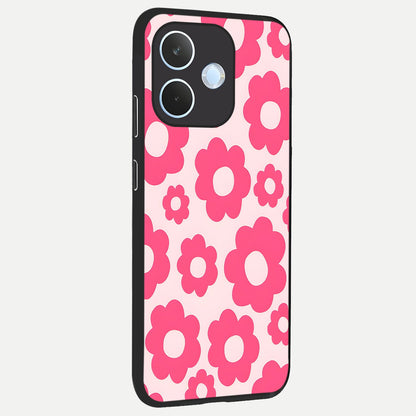  Blush Flower Pop back cover For Oppo Reno 15 Pro mini slim fit glass case with vibrant aesthetic design