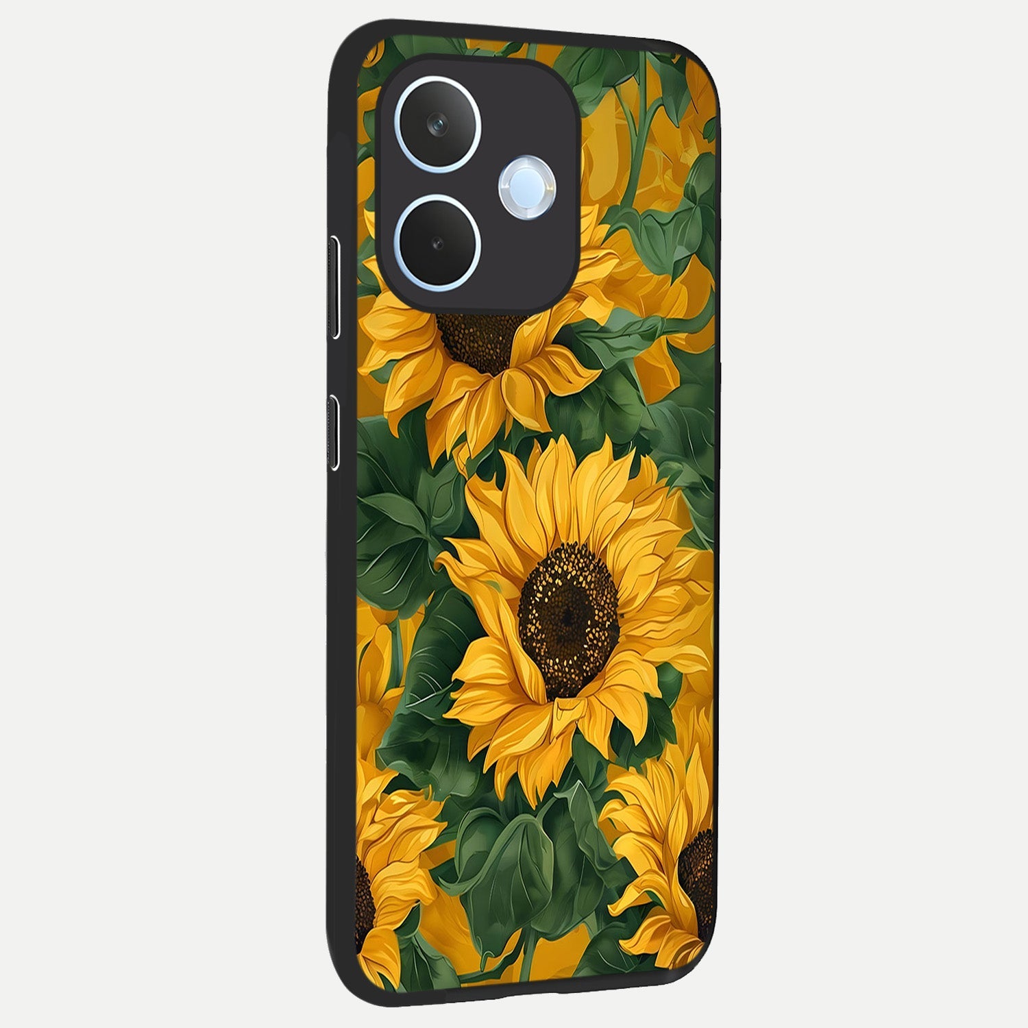  Bright Sunflower Bloom back cover For Oppo Reno 15 Pro mini slim fit glass case with vibrant aesthetic design