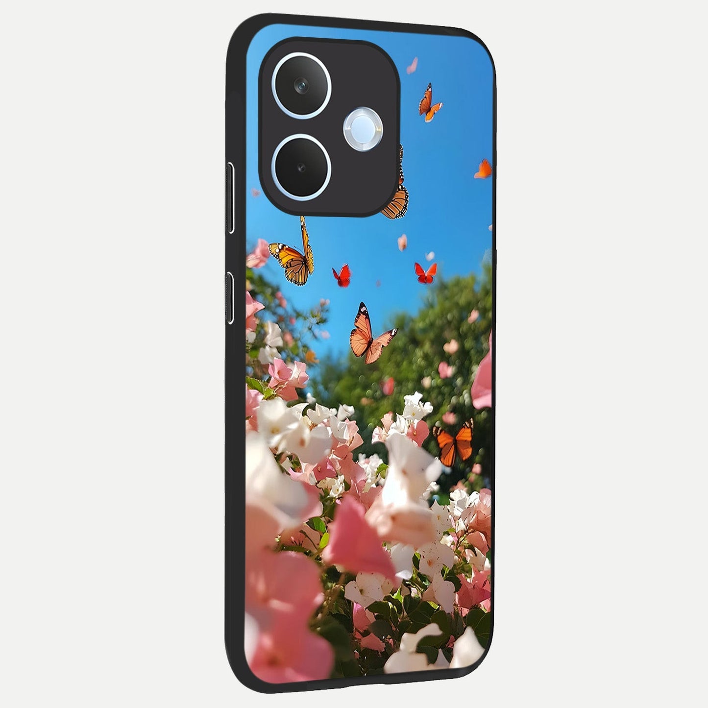 Butterflies In Bloom Sky back cover For Oppo Reno 15 Pro mini slim fit glass case with vibrant aesthetic design
