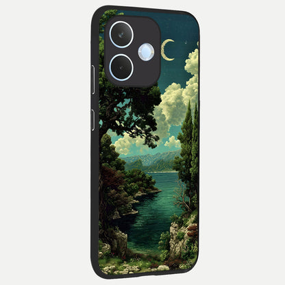  Celestial Lake Peace back cover For Oppo Reno 15 Pro mini slim fit glass case with vibrant aesthetic design