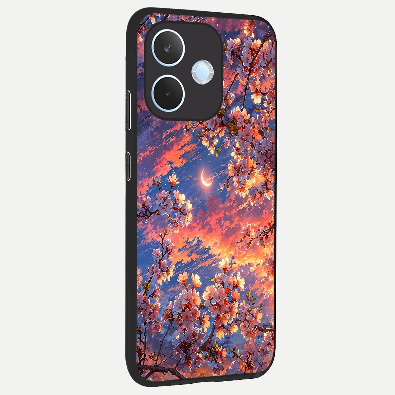  Celestial Sakura Sunset back cover For Oppo Reno 15 Pro mini slim fit glass case with vibrant aesthetic design