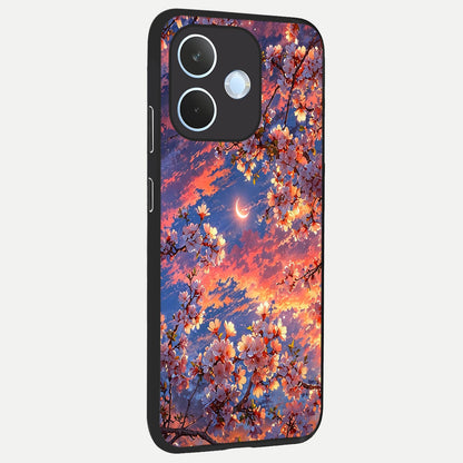  Celestial Sakura Sunset back cover For Oppo Reno 15 Pro mini slim fit glass case with vibrant aesthetic design