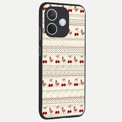  Cherry Bloom Charm back cover For Oppo Reno 15 Pro mini slim fit glass case with vibrant aesthetic design