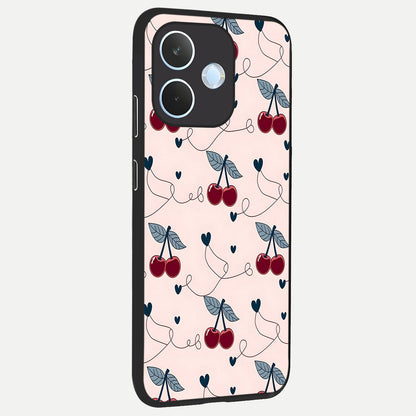  Cherry Heart Line back cover For Oppo Reno 15 Pro mini slim fit glass case with vibrant aesthetic design