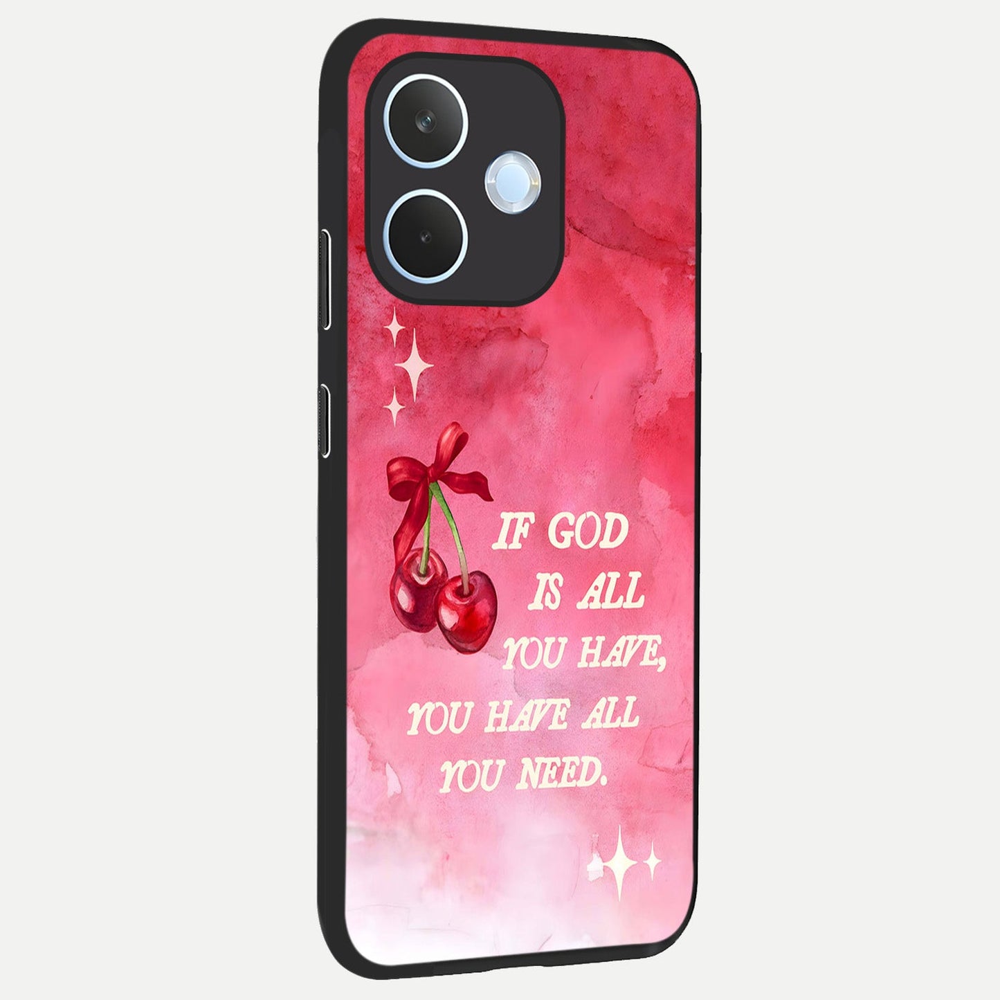  Cherry Quote back cover For Oppo Reno 15 Pro mini slim fit glass case with vibrant aesthetic design