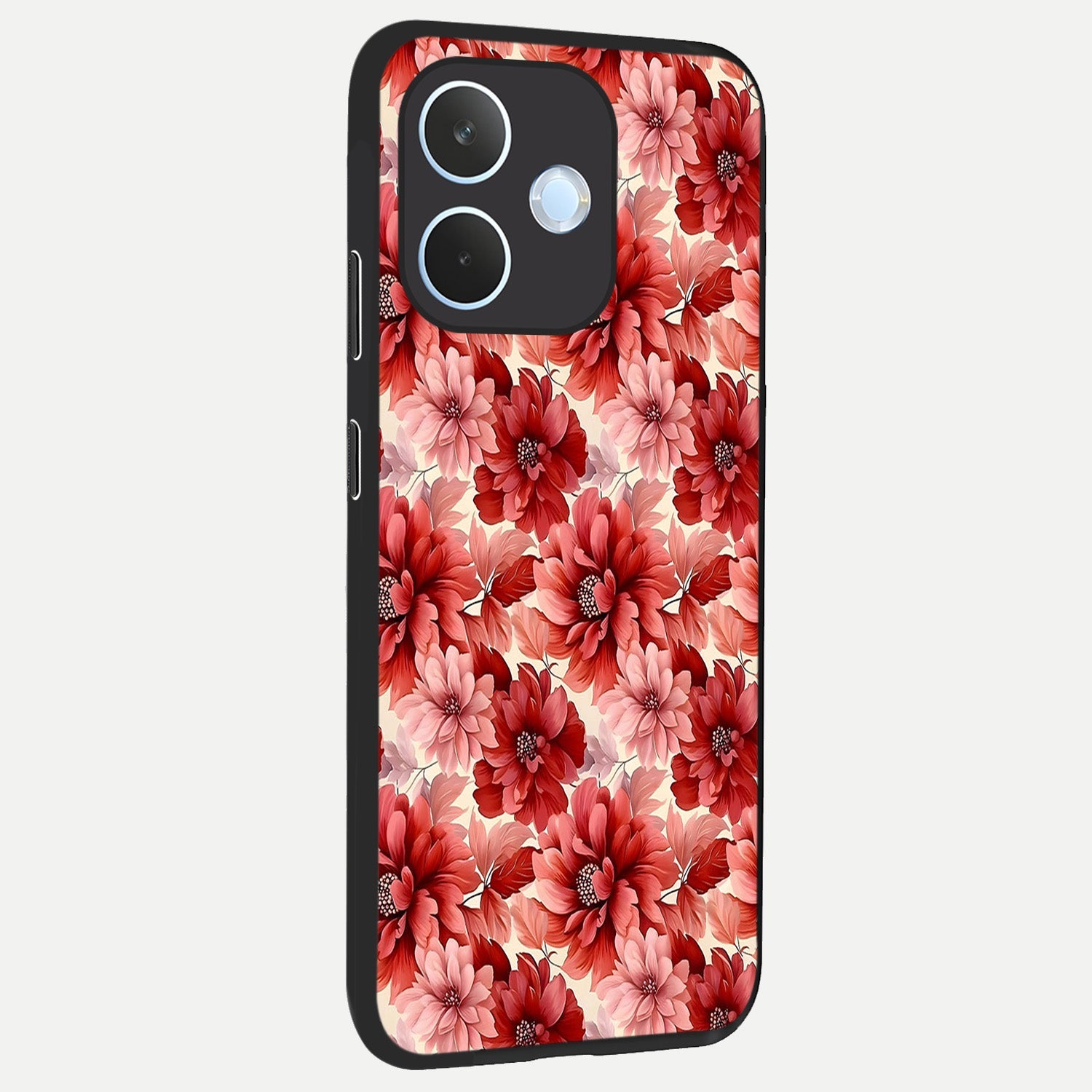  Crimson Love Petals back cover For Oppo Reno 15 Pro mini slim fit glass case with vibrant aesthetic design