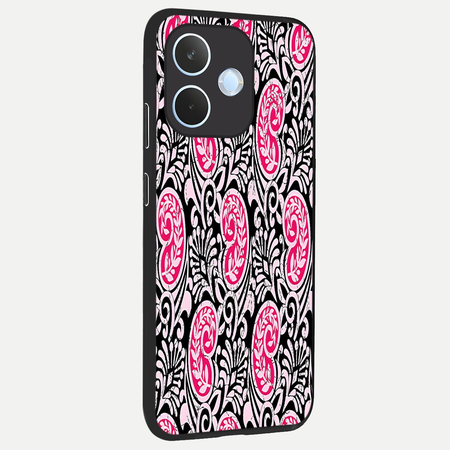  Crimson Paisley Charm back cover For Oppo Reno 15 Pro mini slim fit glass case with vibrant aesthetic design