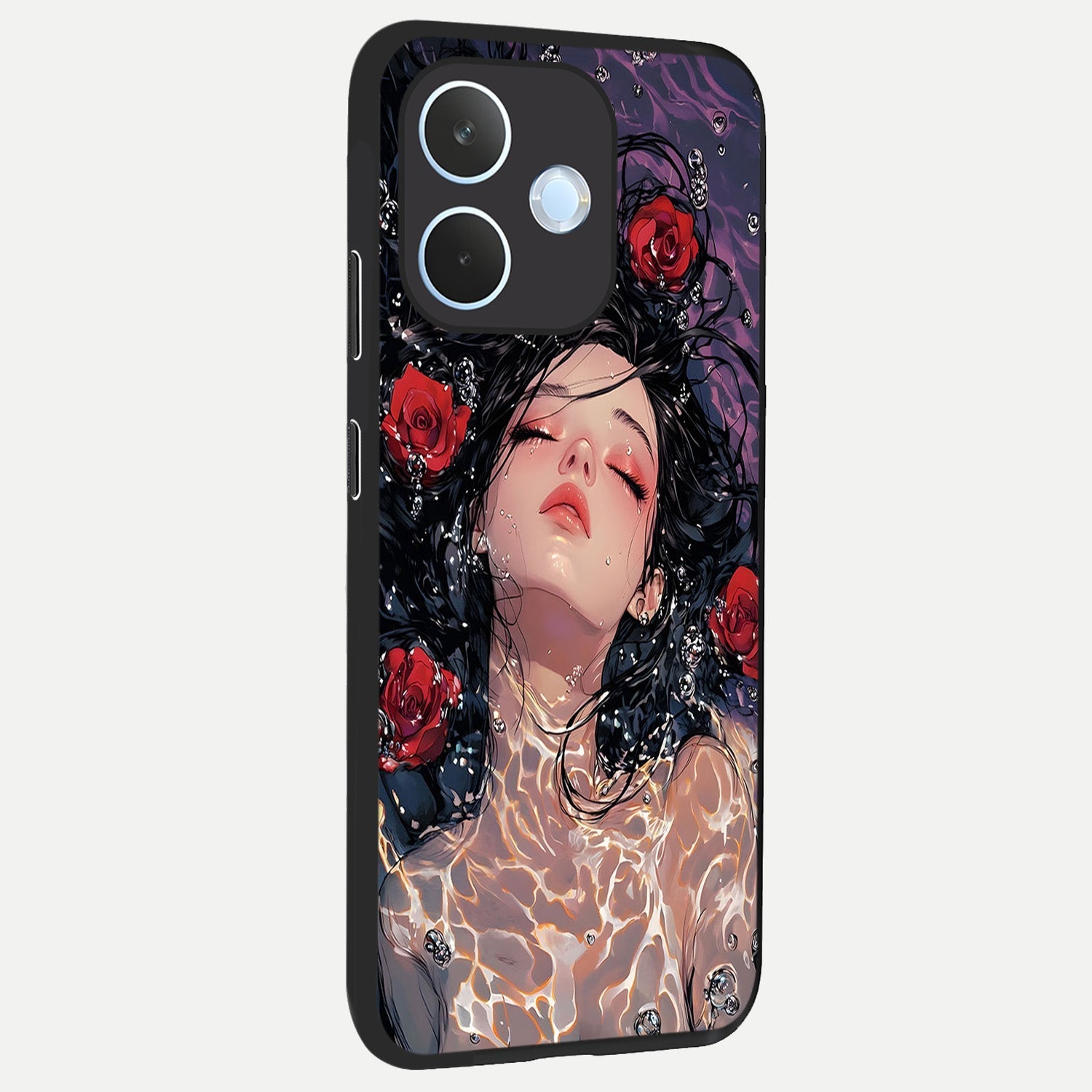  Crimson Rose Serenity back cover For Oppo Reno 15 Pro mini slim fit glass case with vibrant aesthetic design