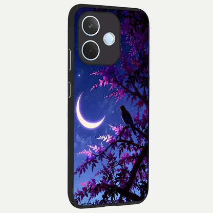  Crow And Moon Scenery back cover For Oppo Reno 15 Pro mini slim fit glass case with vibrant aesthetic design