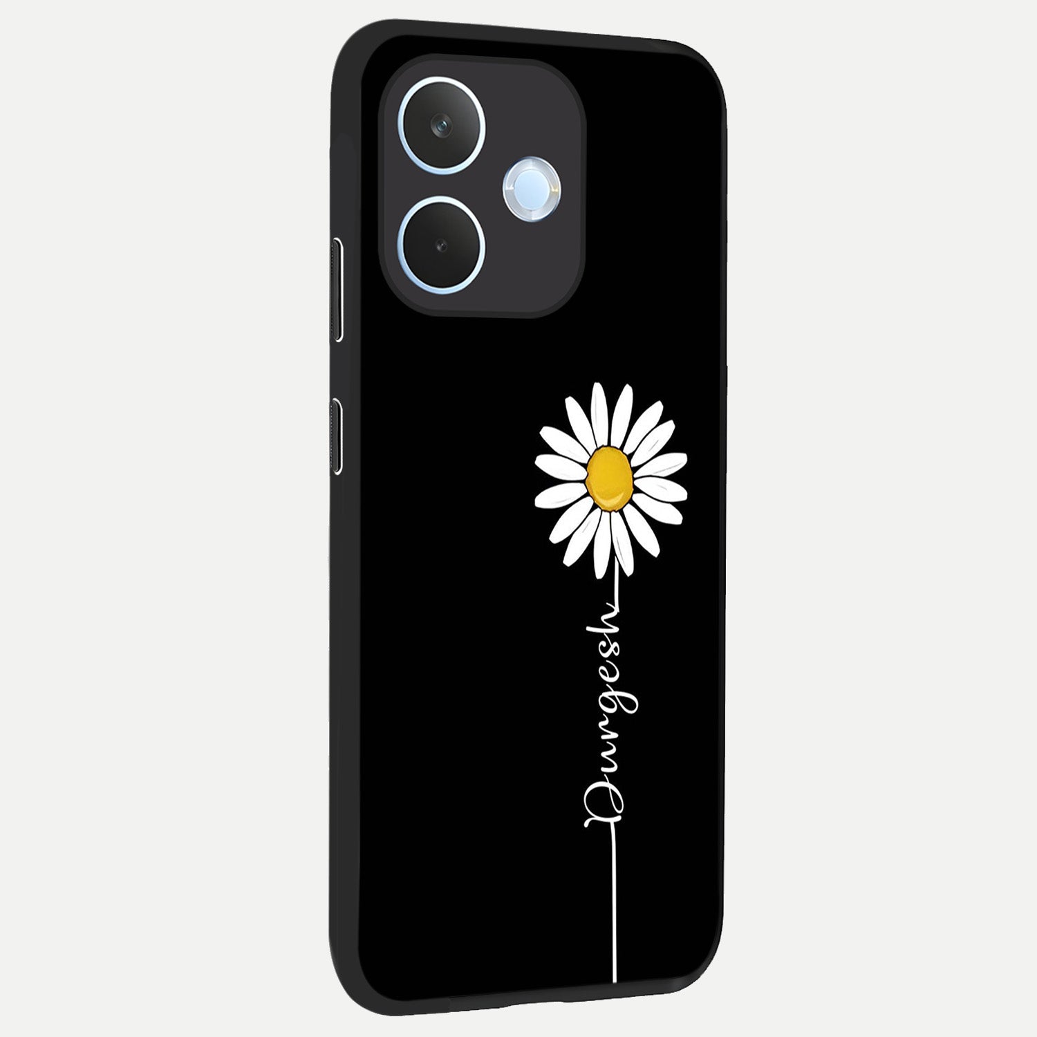  Custom Name White Flower back cover For Oppo Reno 15 Pro mini slim fit glass case with vibrant aesthetic design