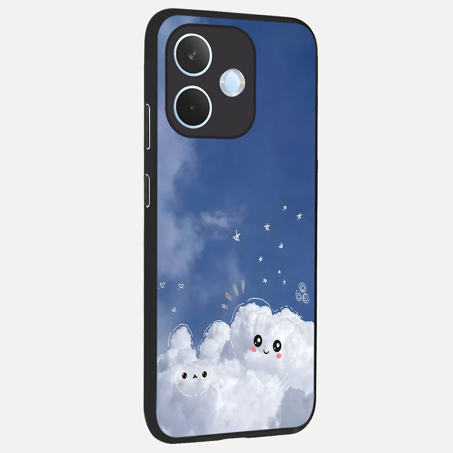  Cute Blossom Cloud back cover For Oppo Reno 15 Pro mini slim fit glass case with vibrant aesthetic design
