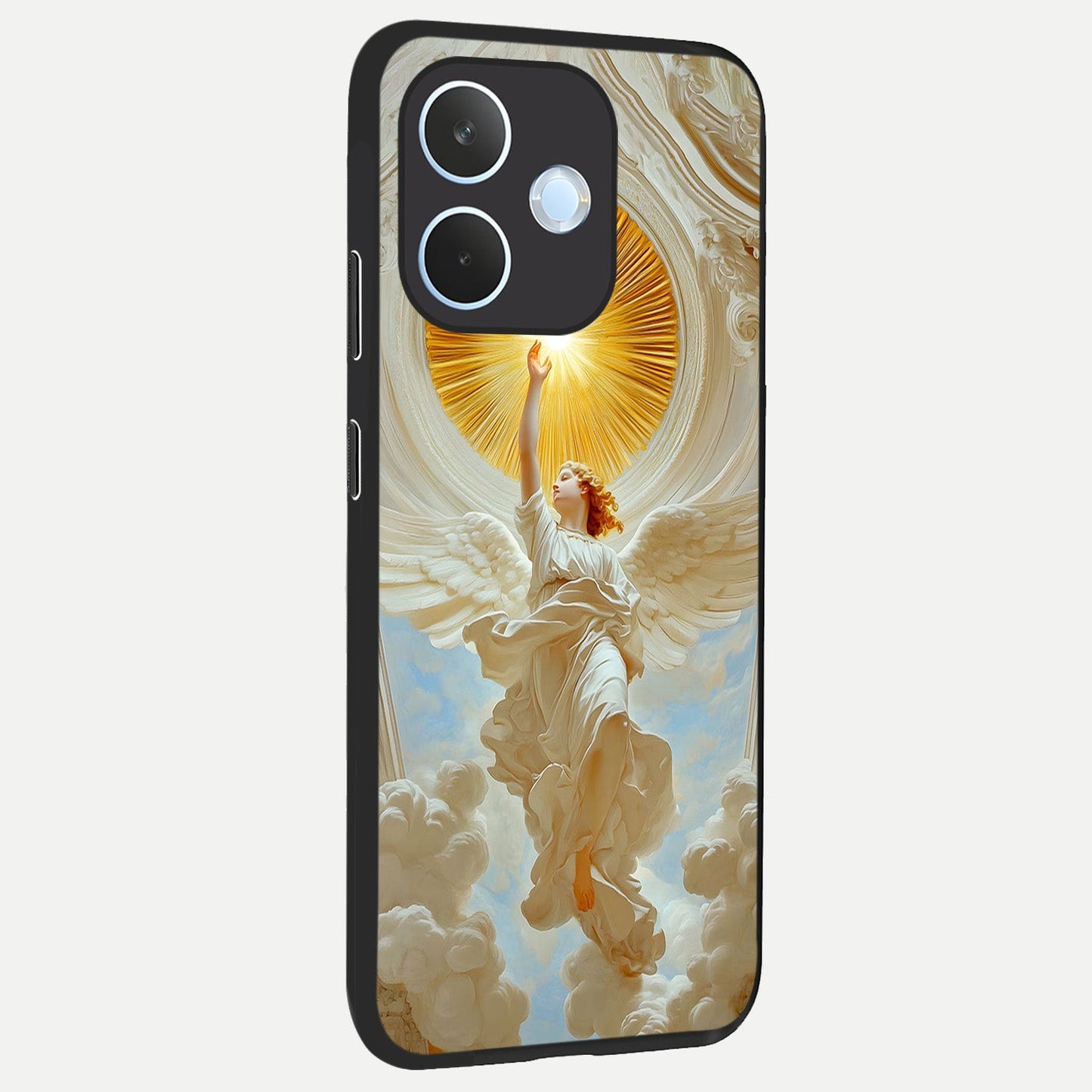  Divine Light Angel back cover For Oppo Reno 15 Pro mini slim fit glass case with vibrant aesthetic design