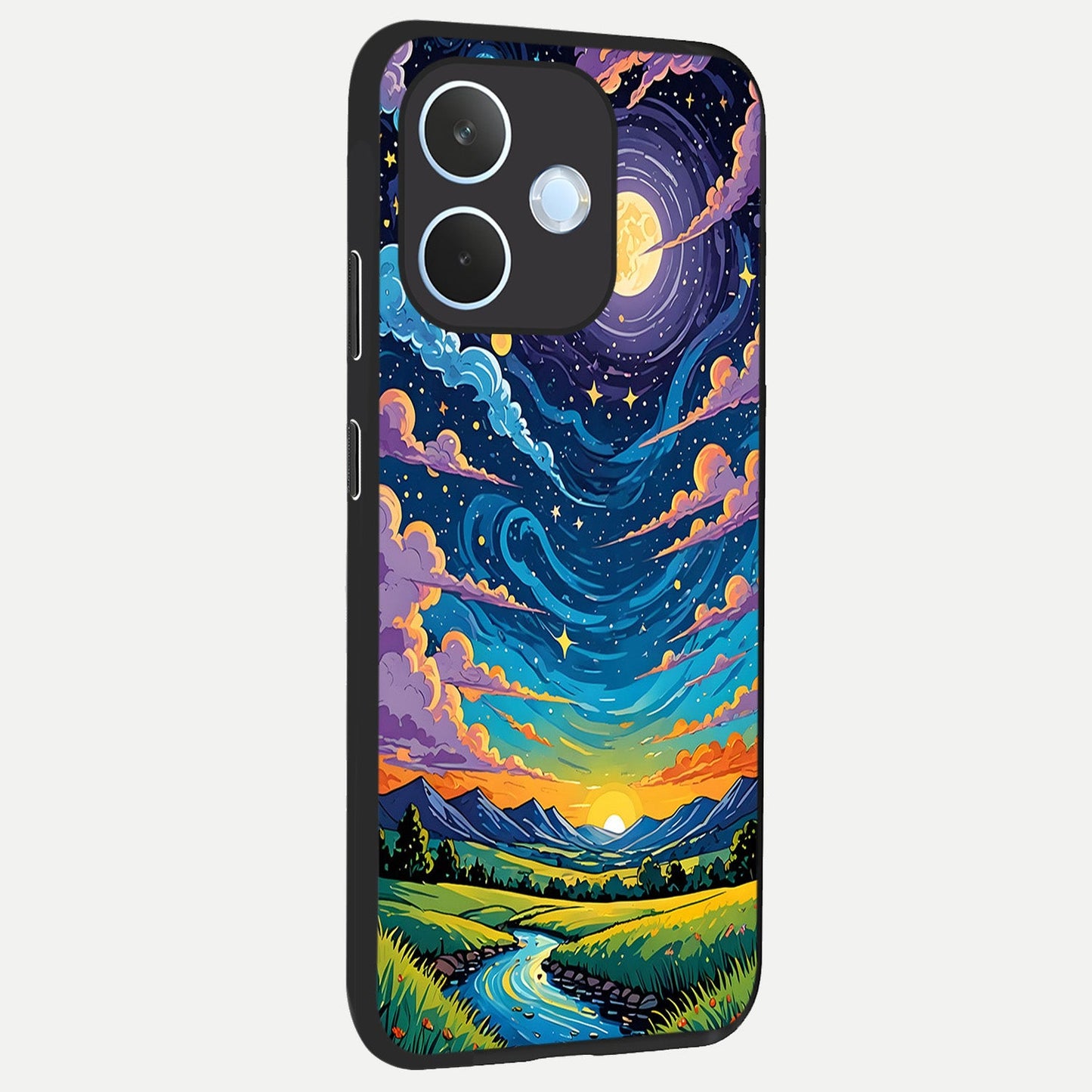 Dreamy Night Landscape back cover For Oppo Reno 15 Pro mini slim fit glass case with vibrant aesthetic design