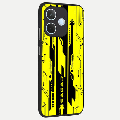 Electric Pulse CYBERPUNK Custom Name back cover For Oppo Reno 15 Pro mini slim fit glass case with vibrant aesthetic design