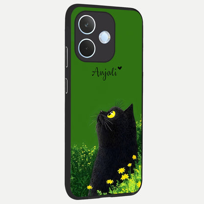  Emerald Cat Custom Name back cover For Oppo Reno 15 Pro mini slim fit glass case with vibrant aesthetic design
