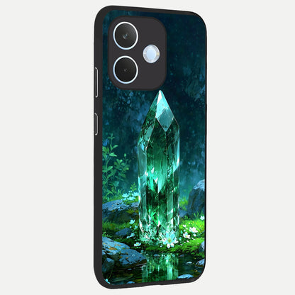  Emerald Light Crystal back cover For Oppo Reno 15 Pro mini slim fit glass case with vibrant aesthetic design