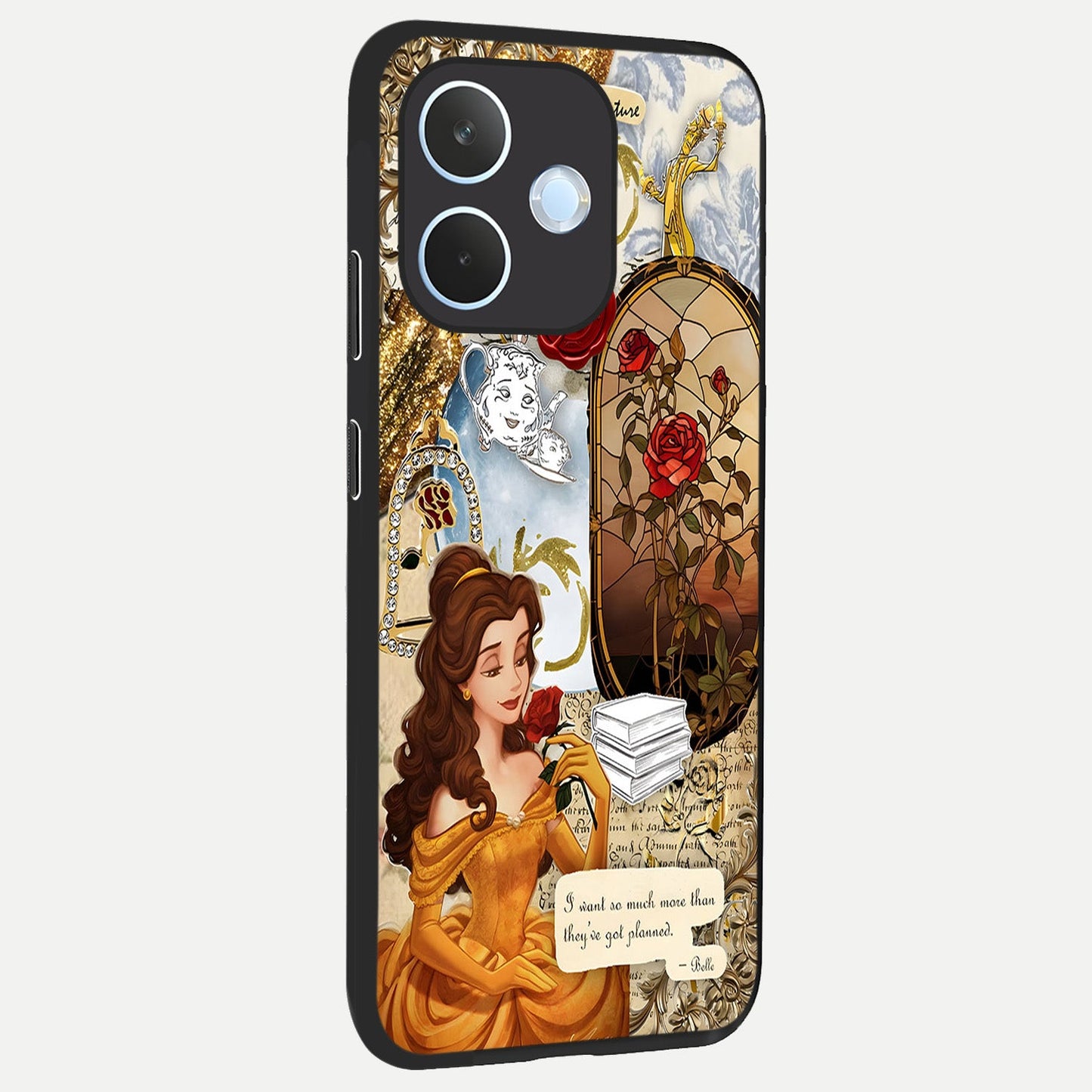  Golden Dream Belle back cover For Oppo Reno 15 Pro mini slim fit glass case with vibrant aesthetic design