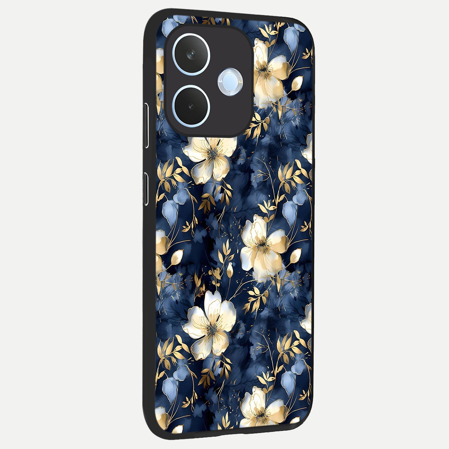  Golden Midnight Bloom back cover For Oppo Reno 15 Pro mini slim fit glass case with vibrant aesthetic design