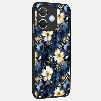  Golden Midnight Bloom back cover For Oppo Reno 15 Pro mini slim fit glass case with vibrant aesthetic design