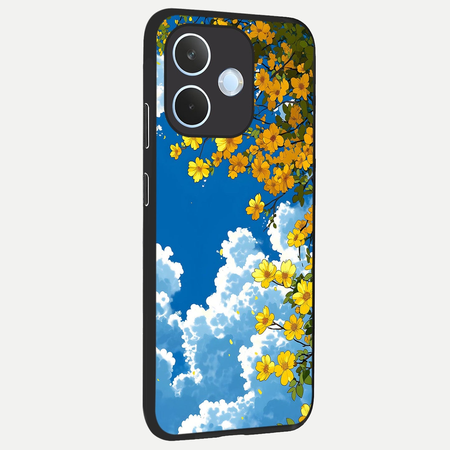  Golden Petal Sky back cover For Oppo Reno 15 Pro mini slim fit glass case with vibrant aesthetic design