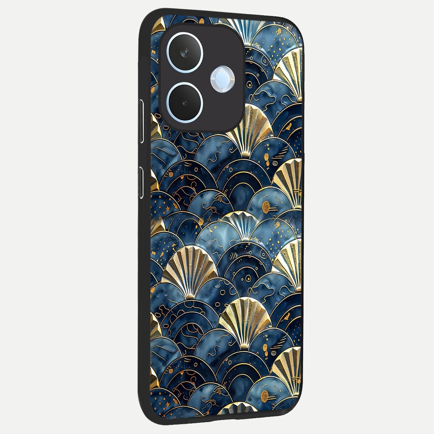  Golden Wave Luxe back cover For Oppo Reno 15 Pro mini slim fit glass case with vibrant aesthetic design