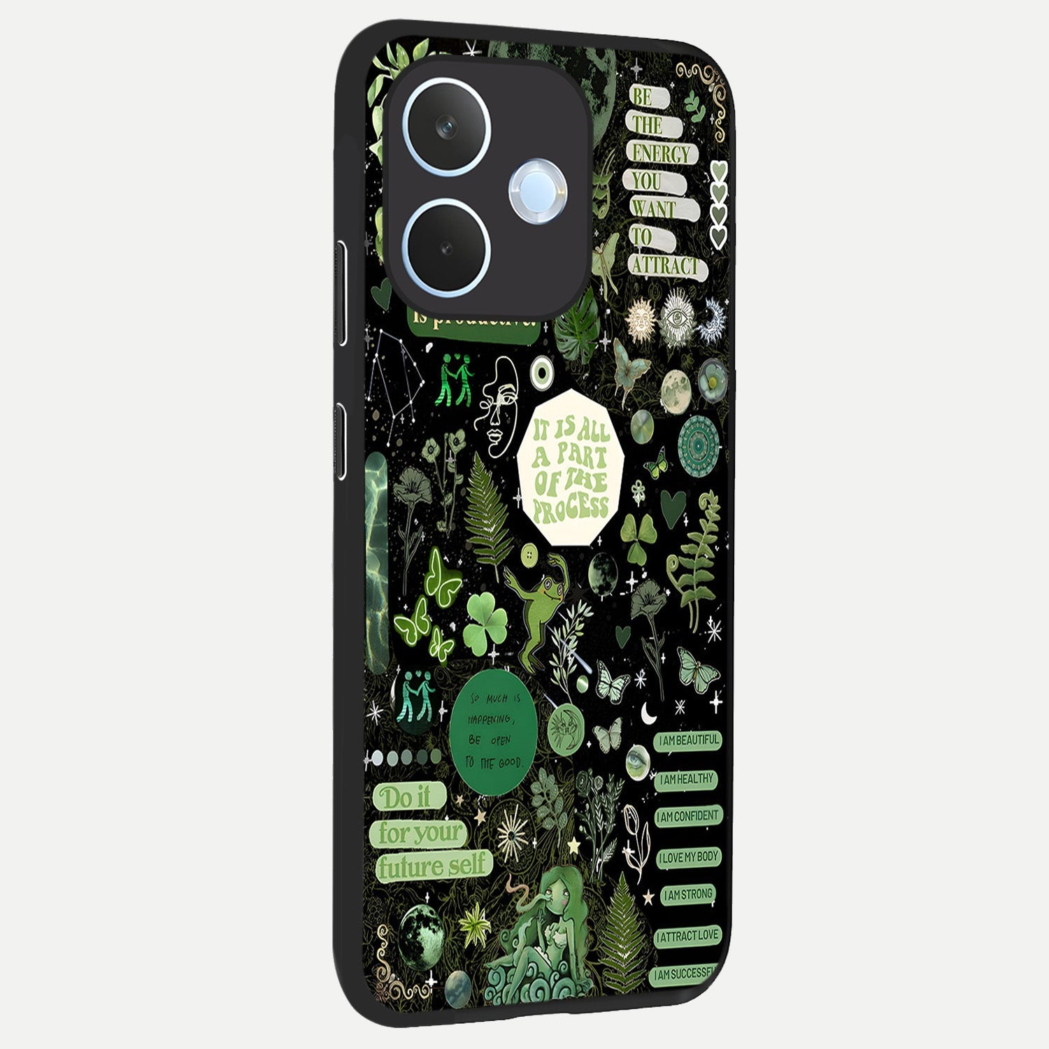  Green Mandala Pattern back cover For Oppo Reno 15 Pro mini slim fit glass case with vibrant aesthetic design