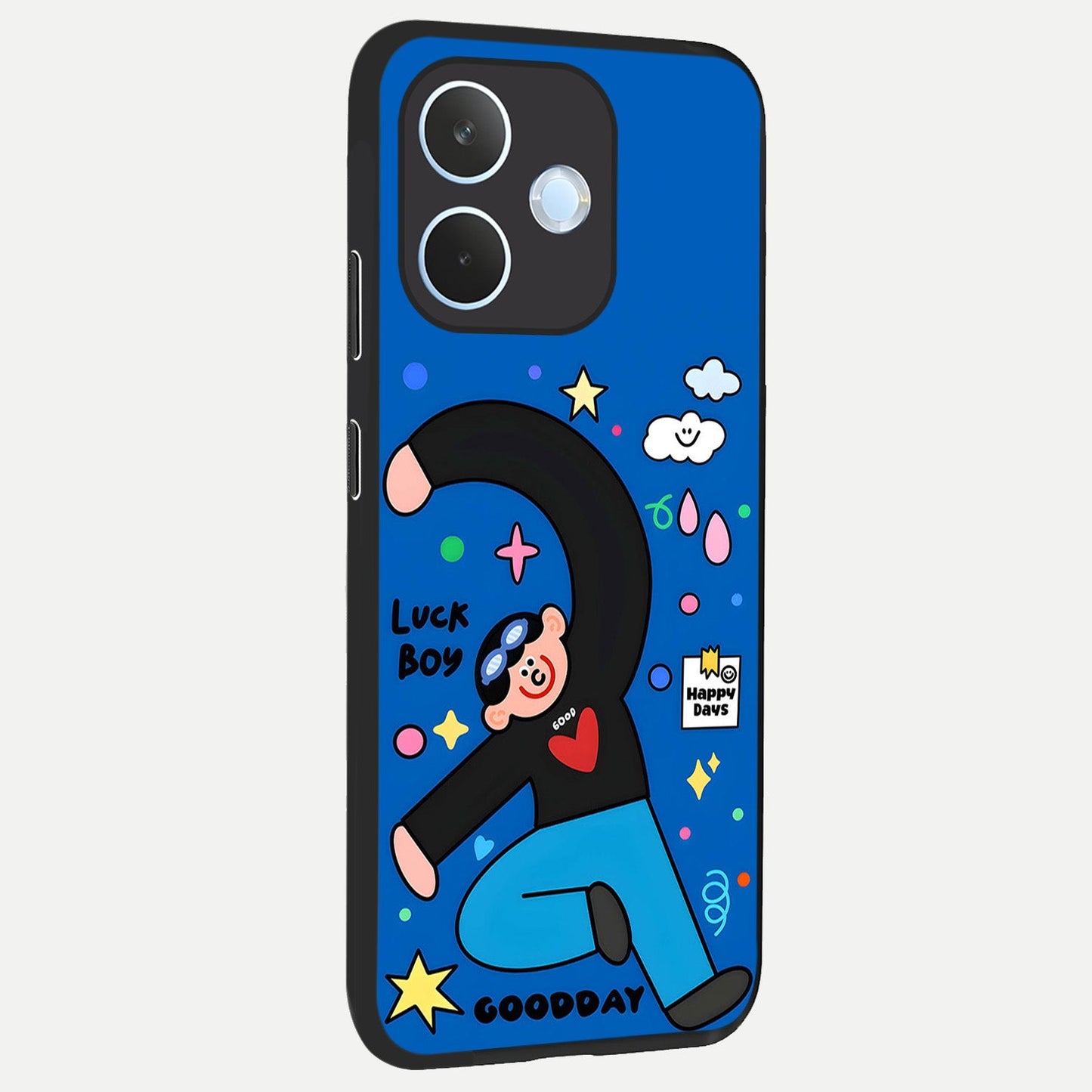  Happy Luck Vibe back cover For Oppo Reno 15 Pro mini slim fit glass case with vibrant aesthetic design