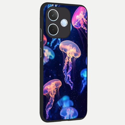  Jellyfish Pattern back cover For Oppo Reno 15 Pro mini slim fit glass case with vibrant aesthetic design