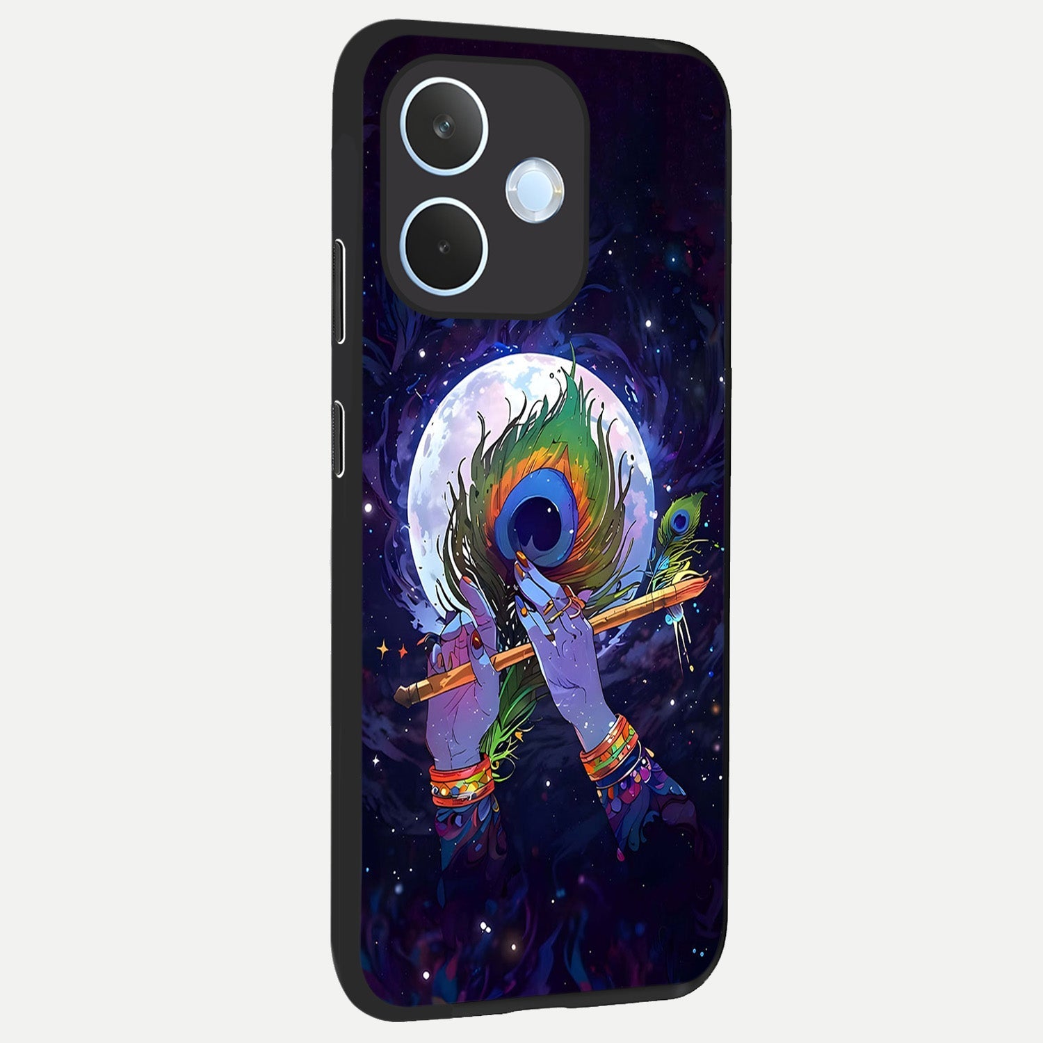 Krishna Hands Art back cover For Oppo Reno 15 Pro mini slim fit glass case with vibrant aesthetic design