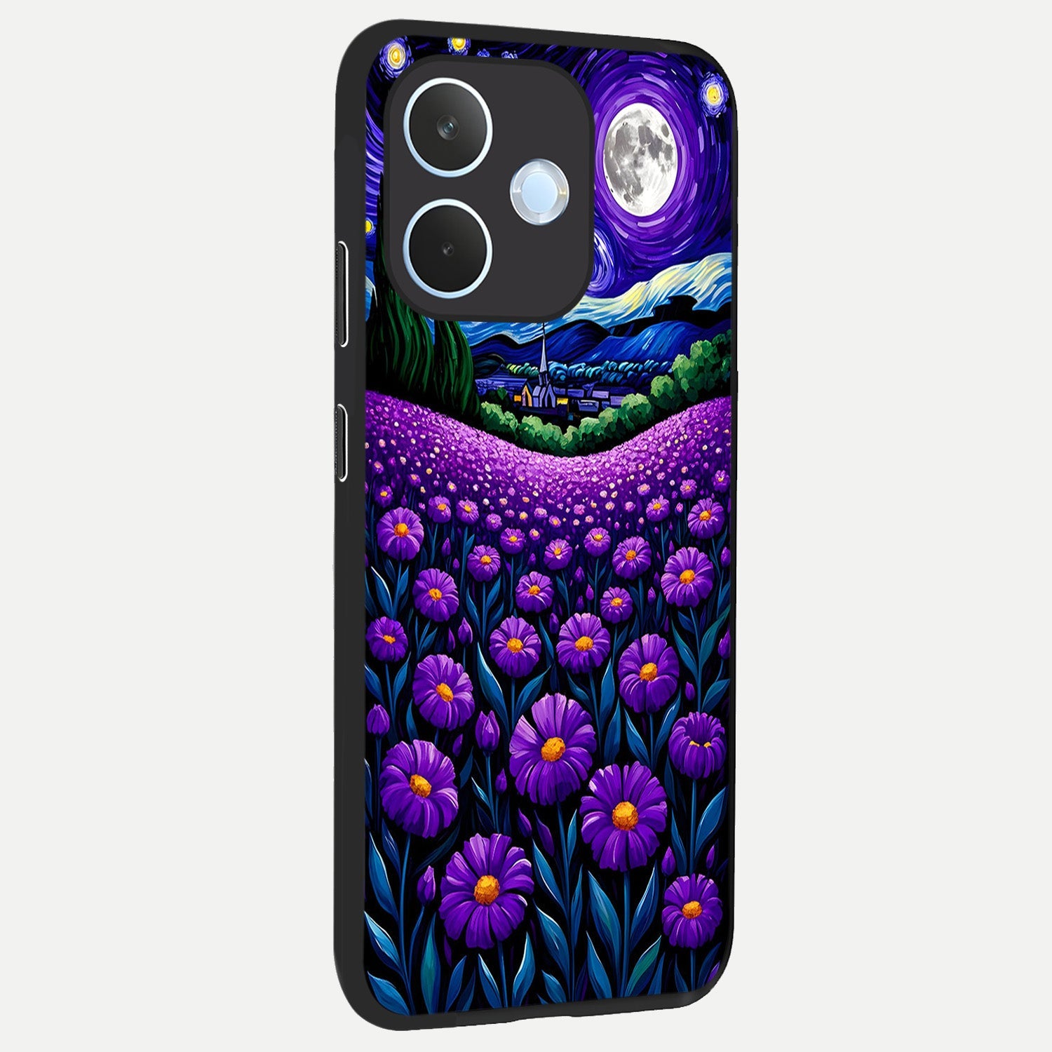  Lavender Moon Field back cover For Oppo Reno 15 Pro mini slim fit glass case with vibrant aesthetic design