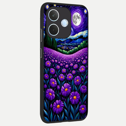  Lavender Moon Field back cover For Oppo Reno 15 Pro mini slim fit glass case with vibrant aesthetic design