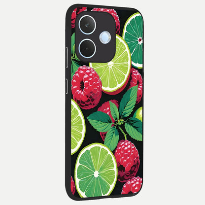  Lime and Raspberry Pattern back cover For Oppo Reno 15 Pro mini slim fit glass case with vibrant aesthetic design